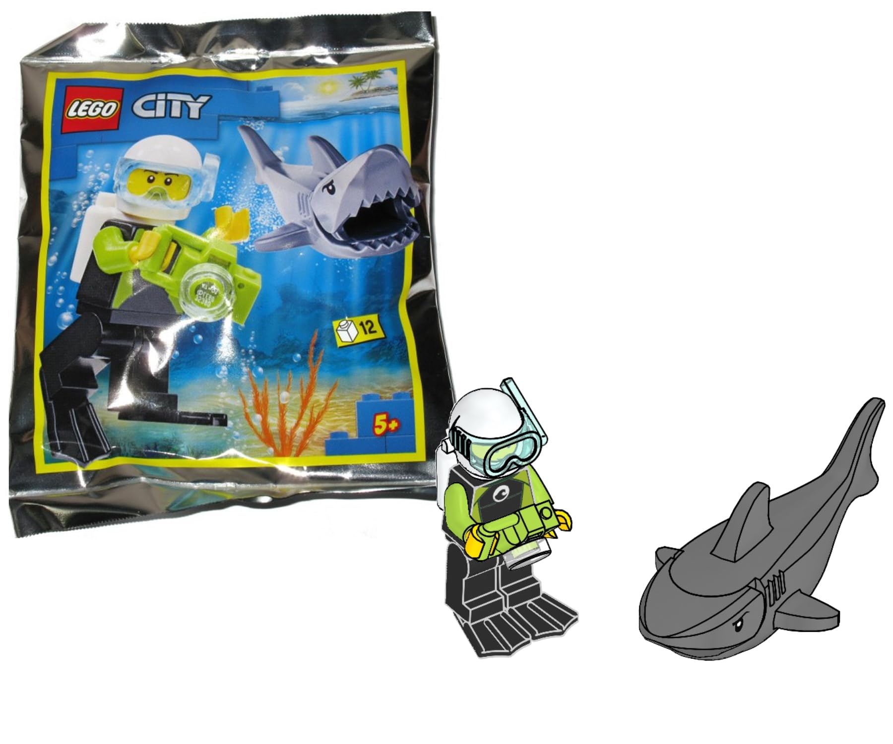 Amazon.com: LEGO City Minifigure - Male Diver in Wetsuit (with